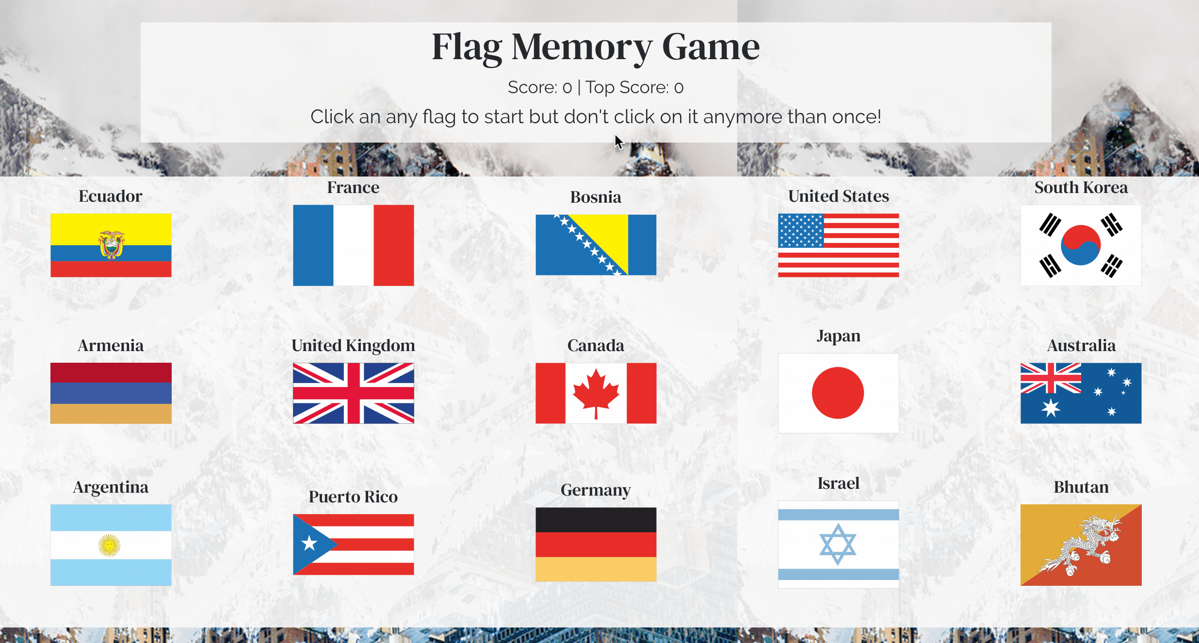 Flag Memory Game